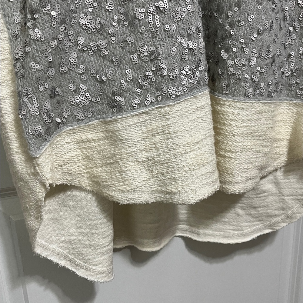 Free People Sequin Colorblock V Neck Tunic Sweater Sz Large - Picture 4 of 9